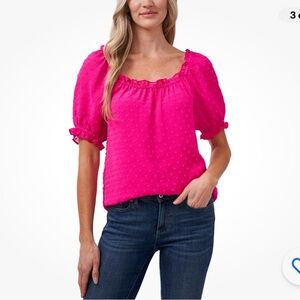 CeCe square neck clip dot top in bright rose at Nordstrom NWT Size Large Women